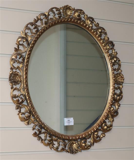 A 19th century oval Florentine gilt wall mirror H.66cm